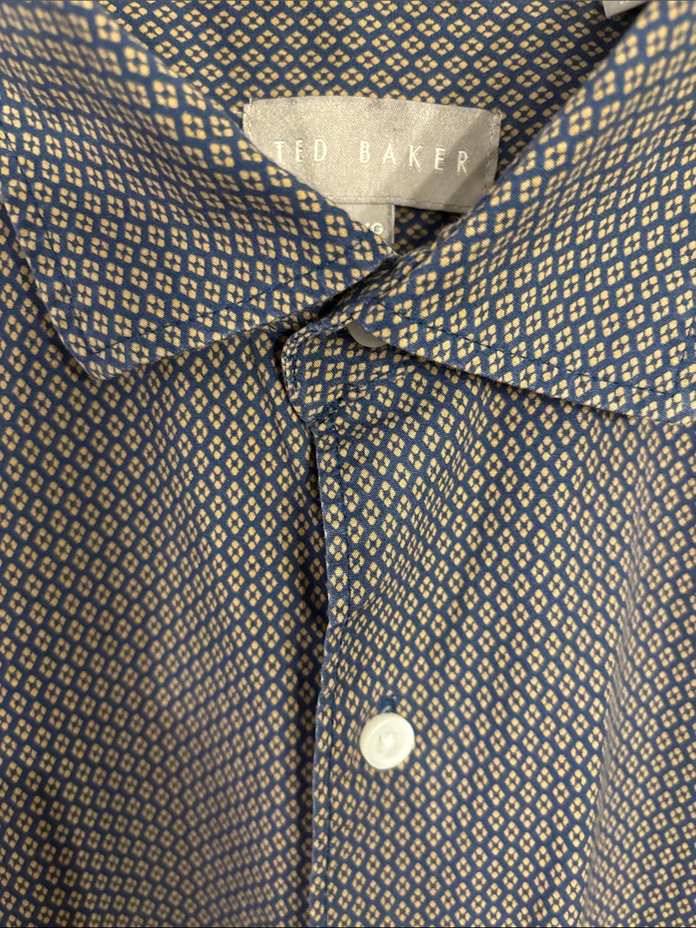 Ted Baker Geometric Print Shirt XL Navy Gold